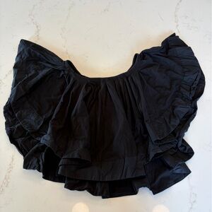 Anthropologie Black Ruffled Off-Shoulder Blouse